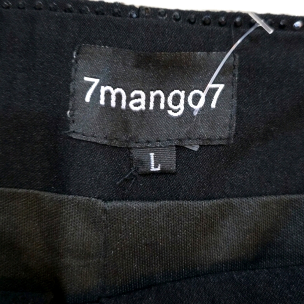 213 Mango Black & White RHINESTONE Women's Shorts SIZE LARGE - Picture 2 of 6